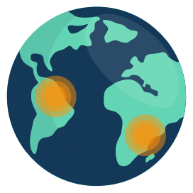 Mapa del mundo mostrando regiones afectadas por el dengue con áreas resaltadas en naranja, destacando la prevalencia global de la enfermedad